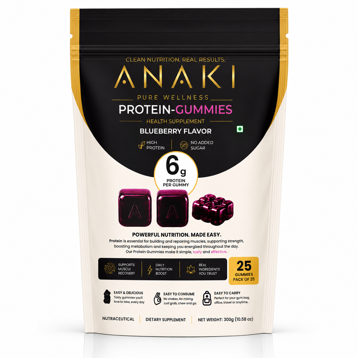 Anaki Protein Gummies - Sugar Free, 6G Protein In Every Gummy, Daily Nutrition Boost