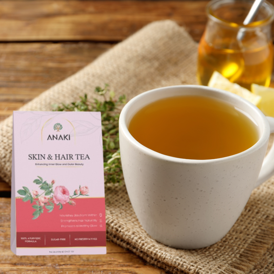 Anaki Skin & Hair Health Tea | Herbal Green Tea Blend with Orange Peel, Rose Petals, Ashwagandha, Turmeric, 10+ Herbs | Supports Glowing Skin, Healthy Hair & Enhanced Hydration