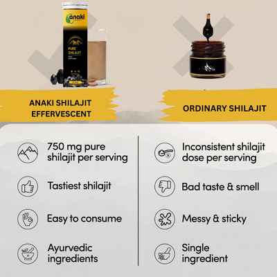 Anaki Original Himalayan Shilajit Effervescent Tablets 20 Tab |Pure Original Shilajit (500 mg) For Stamina & Performance Helps Boost Strength | For Muscle Recovery & Endurance