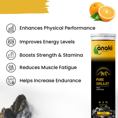 Anaki Original Himalayan Shilajit Effervescent Tablets 20 Tab |Pure Original Shilajit (500 mg) For Stamina & Performance Helps Boost Strength | For Muscle Recovery & Endurance