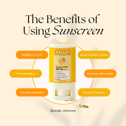 Anaki Sunscreen  Stick For Normal Skin Type Stick Spf 50, Pa++++ With Vitamin C, Niacinamide, Vitamin E | Water Resistant, Lightweight, No White Cast | Men & Women | - 15 Gm