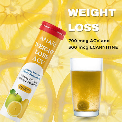 Weight Loss Effervescent Tablet - 300mcg L-Carnitine || 700 mcg Acv- Lemon Flavour