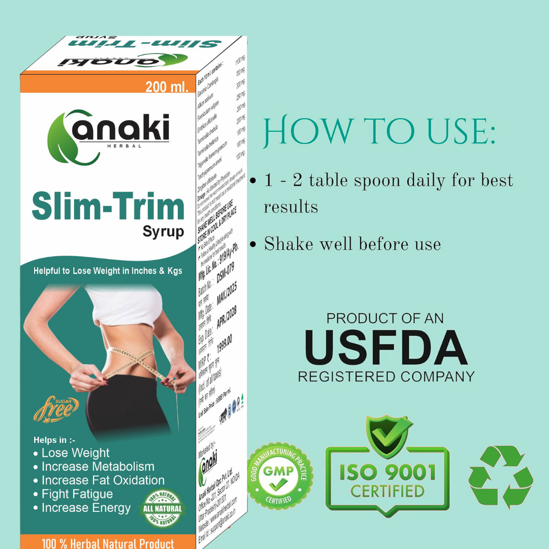 Anaki Slim-Trim Weight Loss Syrup - 200ml - Enhance Curves & Body Shape - Boost Appetite, Digestive Metabolism & Energy Tonic - Mixfruit Flavor