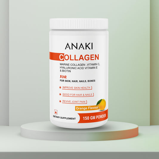 Anaki Skin Radiance Marine Collagen Powder|Orange, 150gm |Collagen Peptides,Vitamin C&E