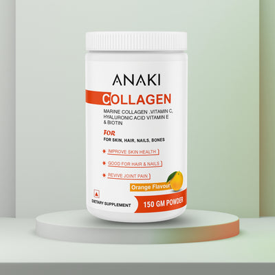 Anaki Skin Radiance Marine Collagen Powder|Orange, 150gm |Collagen Peptides,Vitamin C&E