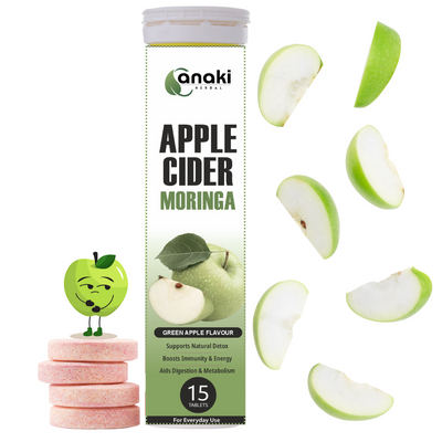 Anaki Acv Moringa Effervescent Tablet | Control Cravings  I No Maltodextrin & No Added Sugar I - Green Apple