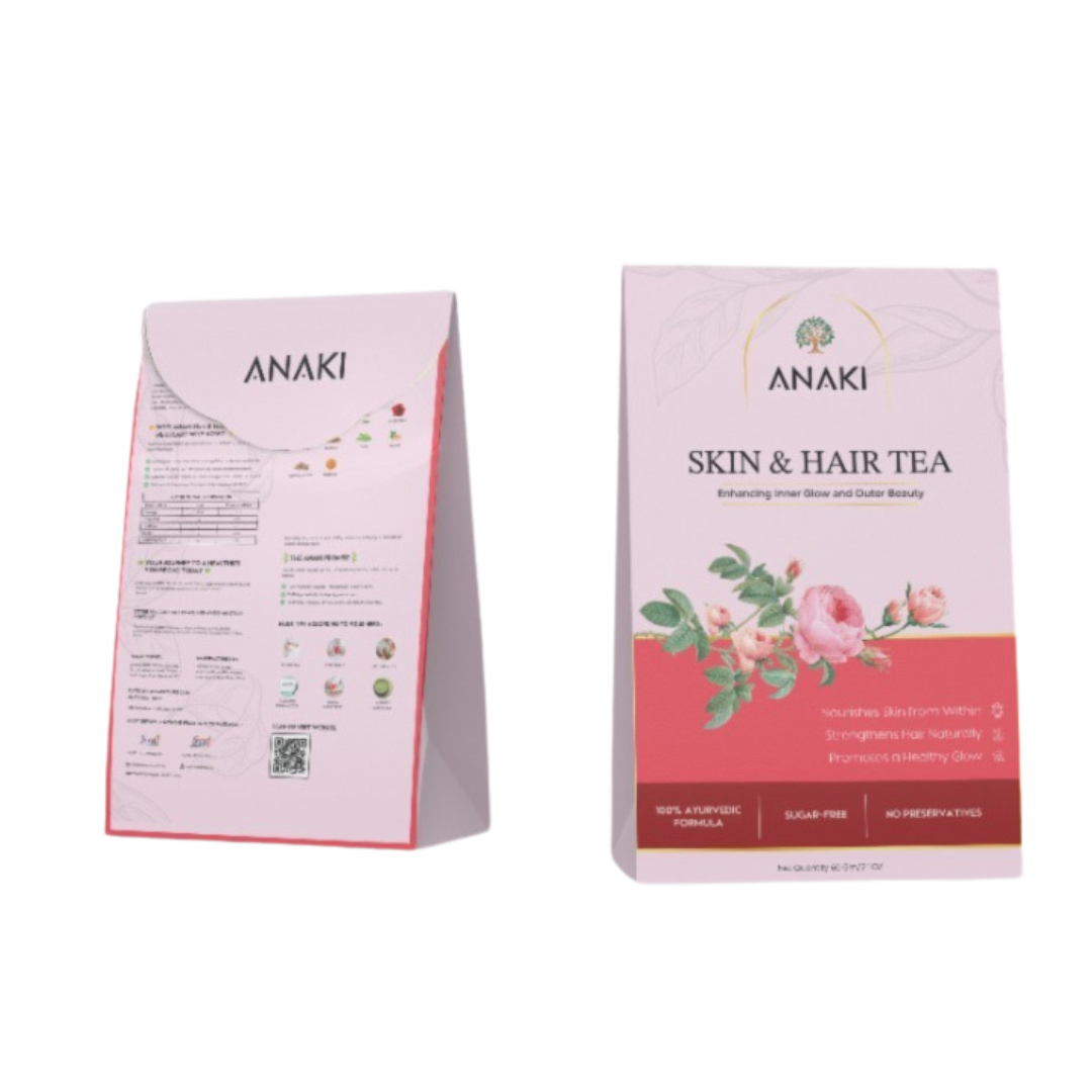Anaki Skin & Hair Health Tea | Herbal Green Tea Blend with Orange Peel, Rose Petals, Ashwagandha, Turmeric, 10+ Herbs | Supports Glowing Skin, Healthy Hair & Enhanced Hydration