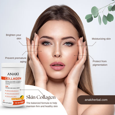Anaki Skin Radiance Marine Collagen Powder|Orange, 150gm |Collagen Peptides,Vitamin C&E
