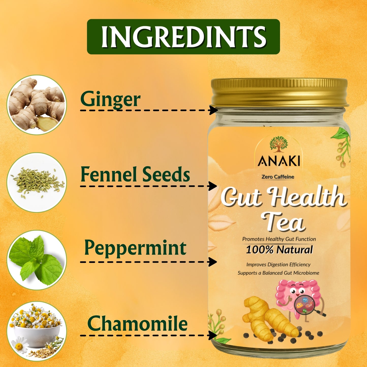 Anaki Gut Health Herbal Tea - 20 Sachets
