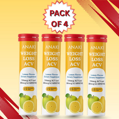 Weight Loss Effervescent Tablet - 300mcg L-Carnitine || 700 mcg Acv- Lemon Flavour