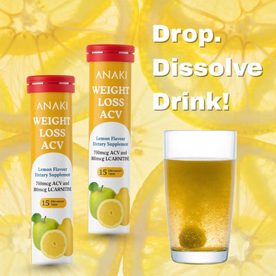 Weight Loss Effervescent Tablet - 300mcg L-Carnitine || 700 mcg Acv- Lemon Flavour