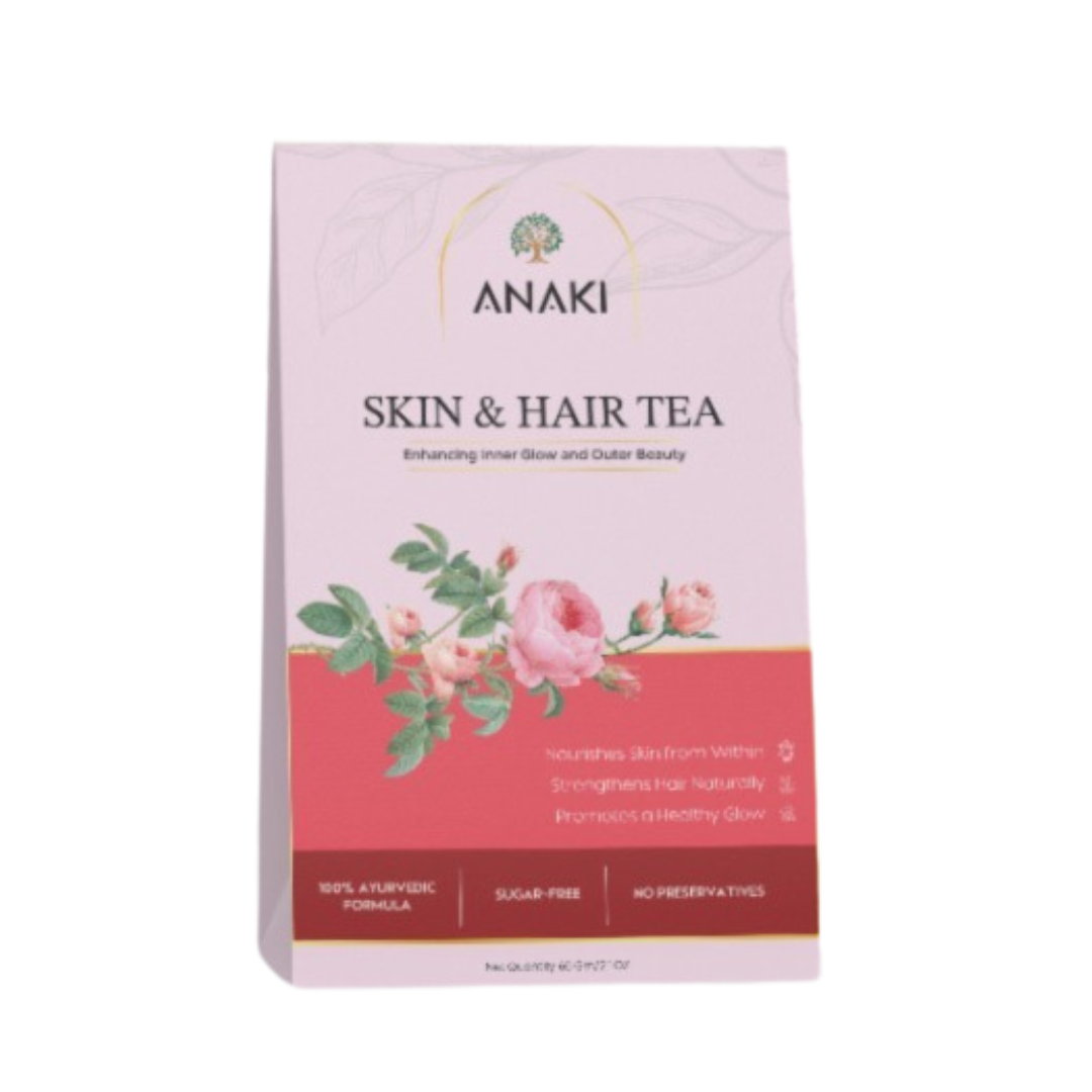 Anaki Skin & Hair Health Tea | Herbal Green Tea Blend with Orange Peel, Rose Petals, Ashwagandha, Turmeric, 10+ Herbs | Supports Glowing Skin, Healthy Hair & Enhanced Hydration
