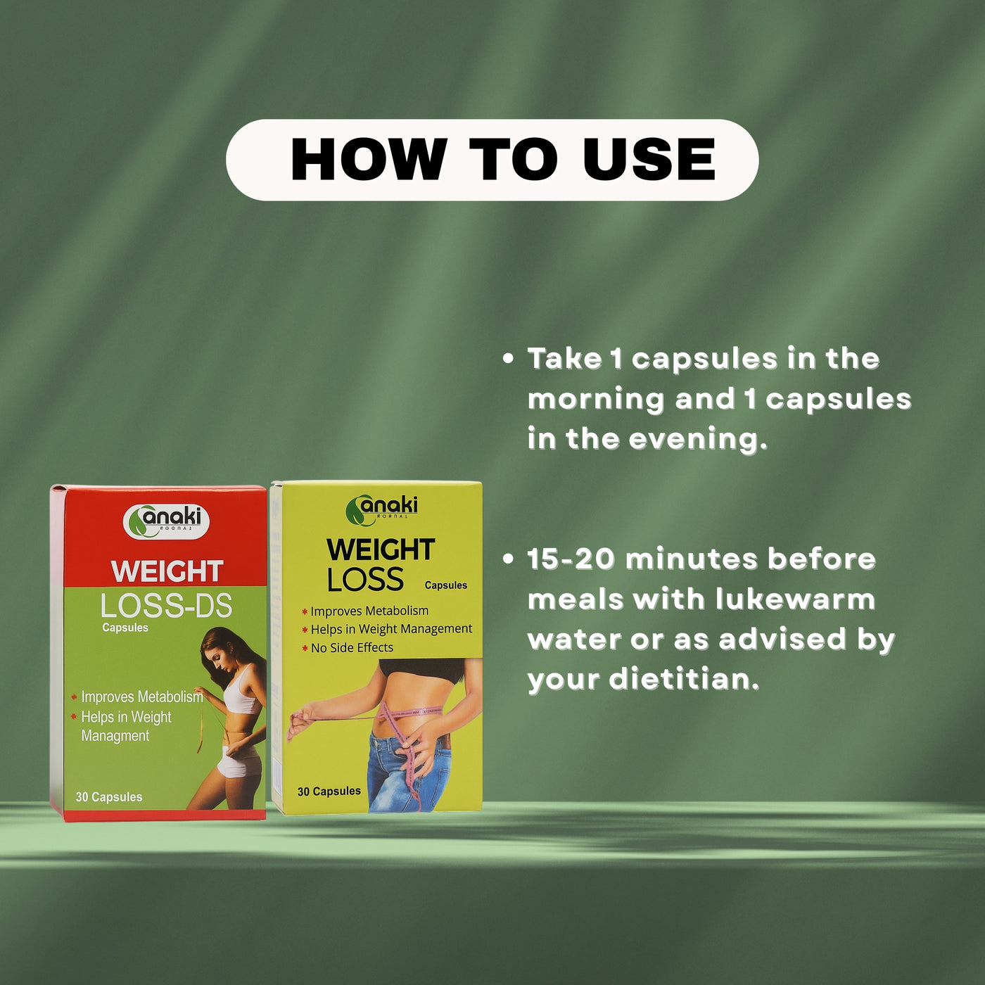 Weight Loss Capsule Complete Package  - AM  ||  PM -Pack Of 4 Bottles