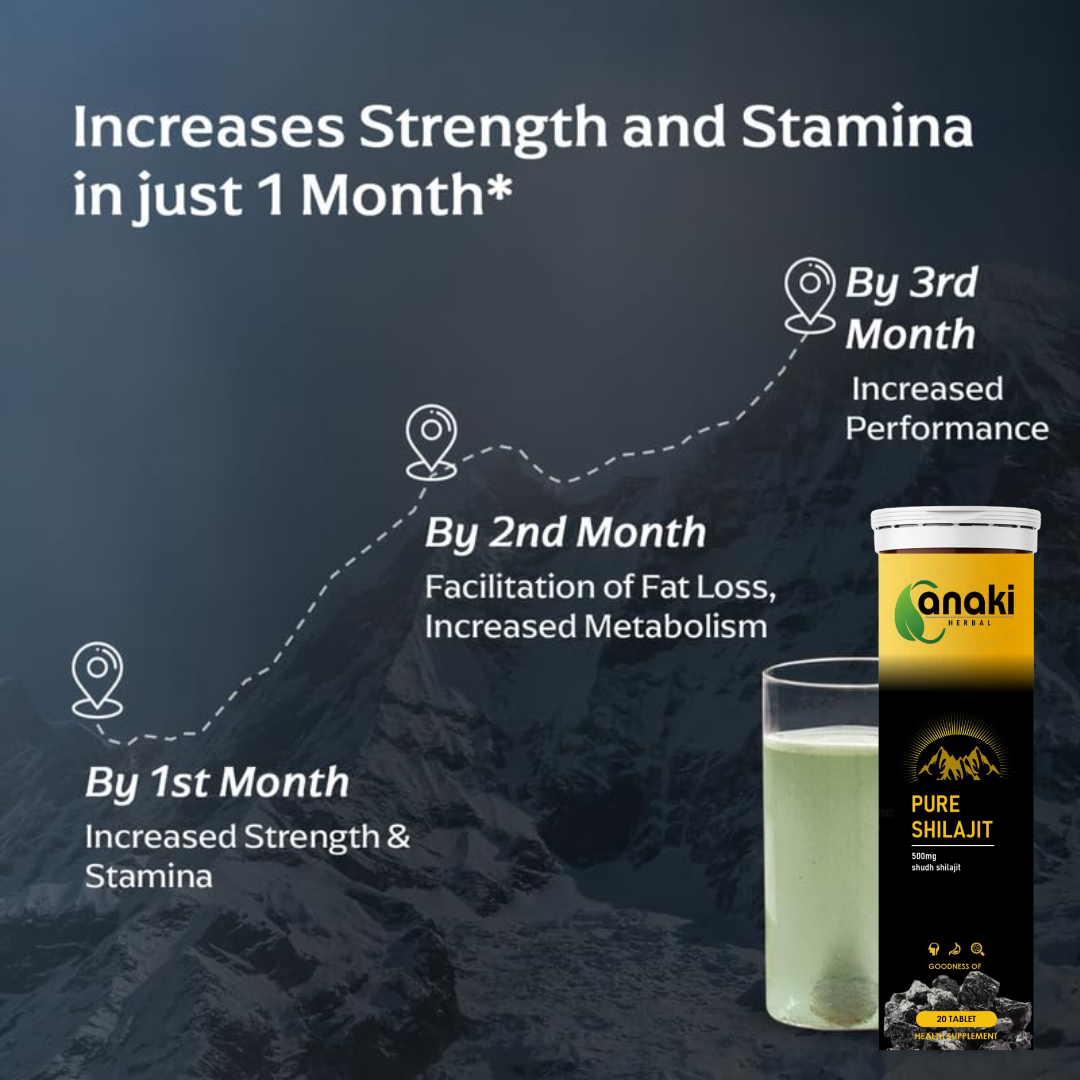 Anaki Original Himalayan Shilajit Effervescent Tablets 20 Tab |Pure Original Shilajit (500 mg) For Stamina & Performance Helps Boost Strength | For Muscle Recovery & Endurance