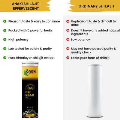 Anaki Original Himalayan Shilajit Effervescent Tablets 20 Tab |Pure Original Shilajit (500 mg) For Stamina & Performance Helps Boost Strength | For Muscle Recovery & Endurance