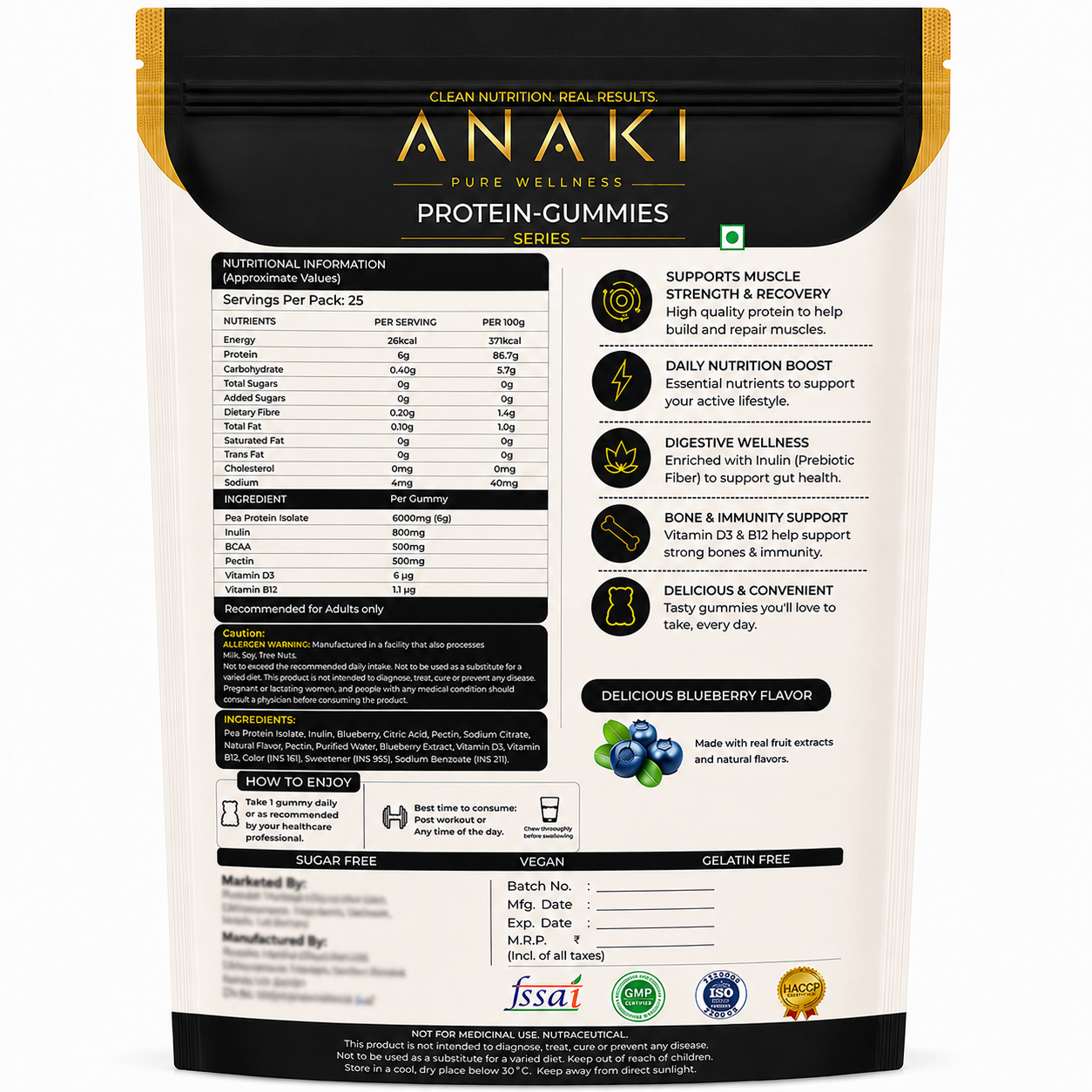 Anaki Protein Gummies - Sugar Free, 6G Protein In Every Gummy, Daily Nutrition Boost