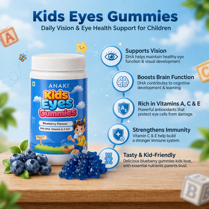 Anaki Kids Eyes Gummies for Vision Support | Lutein, Vitamin A & Zinc | Eye Health Supplement for Kids | Tasty Chewable Gummies | 30 Count-2+