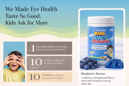 Anaki Kids Eyes Gummies for Vision Support | Lutein, Vitamin A & Zinc | Eye Health Supplement for Kids | Tasty Chewable Gummies | 30 Count-2+