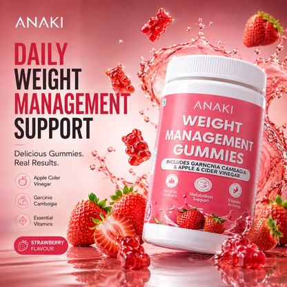 Anaki Weight Loss Support Gummies - No Sugar Added , With Garcinia and Apple Cider Vineger