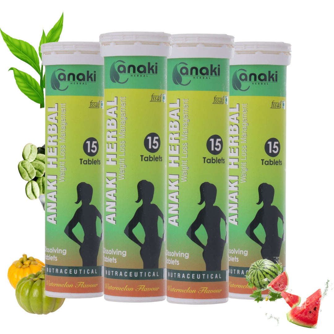 Anaki Weight Loss Effervescent Tablet with Garcinia Cambogi | Green Coffee Bean | Black Pepper Ext - Watermelon Flavour