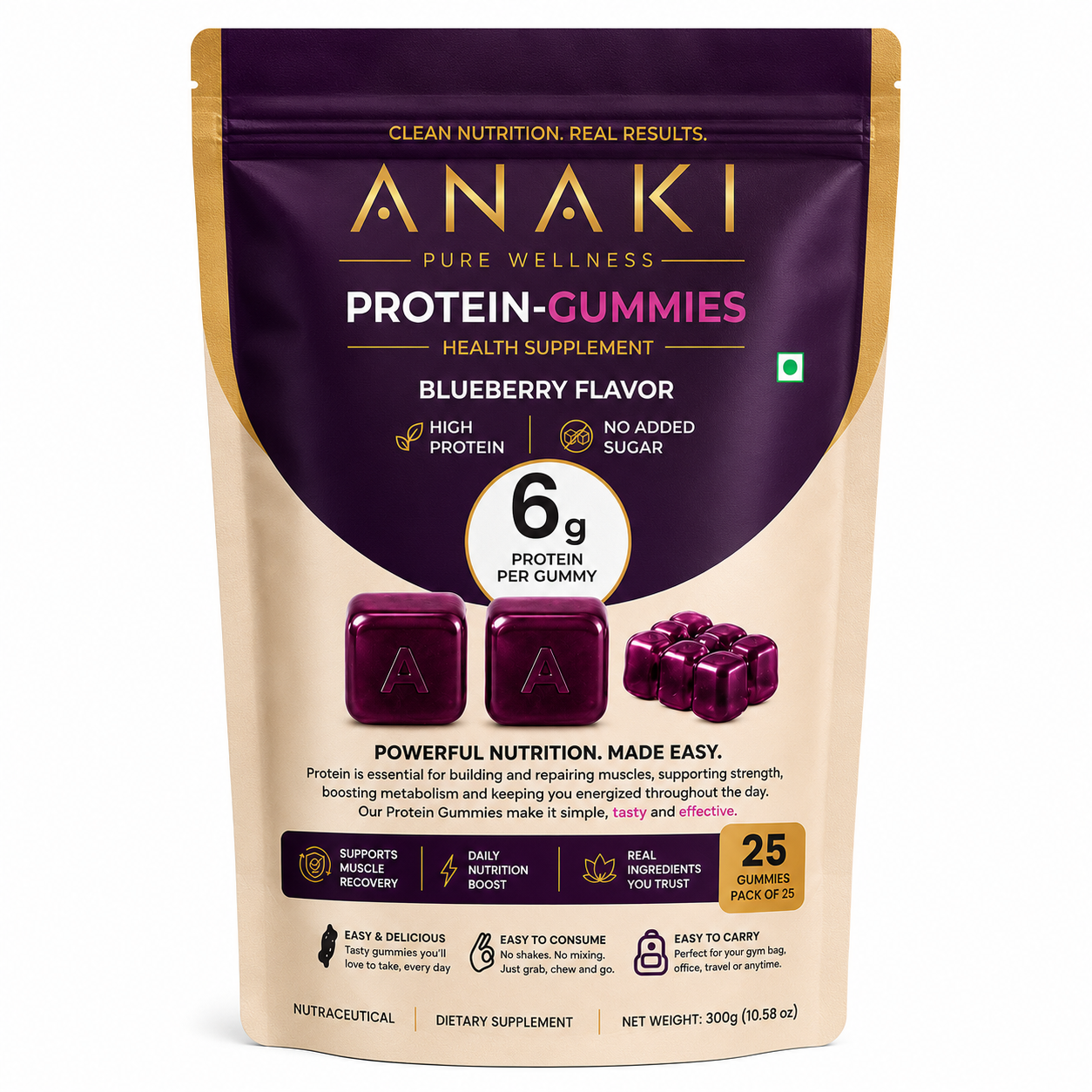 Anaki Protein Gummies - Sugar Free, 6G Protein In Every Gummy, Daily Nutrition Boost