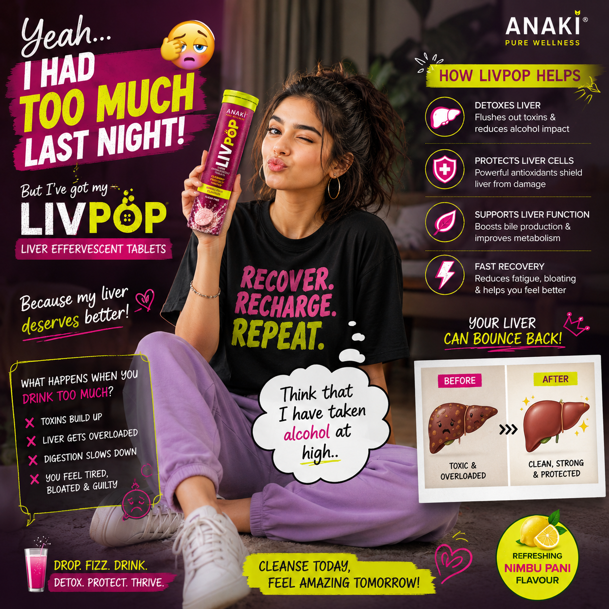 Liv-Pop Liver detox Effervescent Tablets