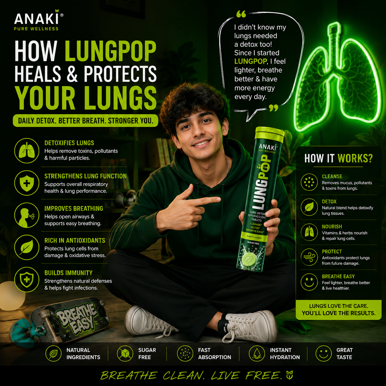 Anaki Lung Pop Detox Effervescent Tablet - Drop Fizz & Drink