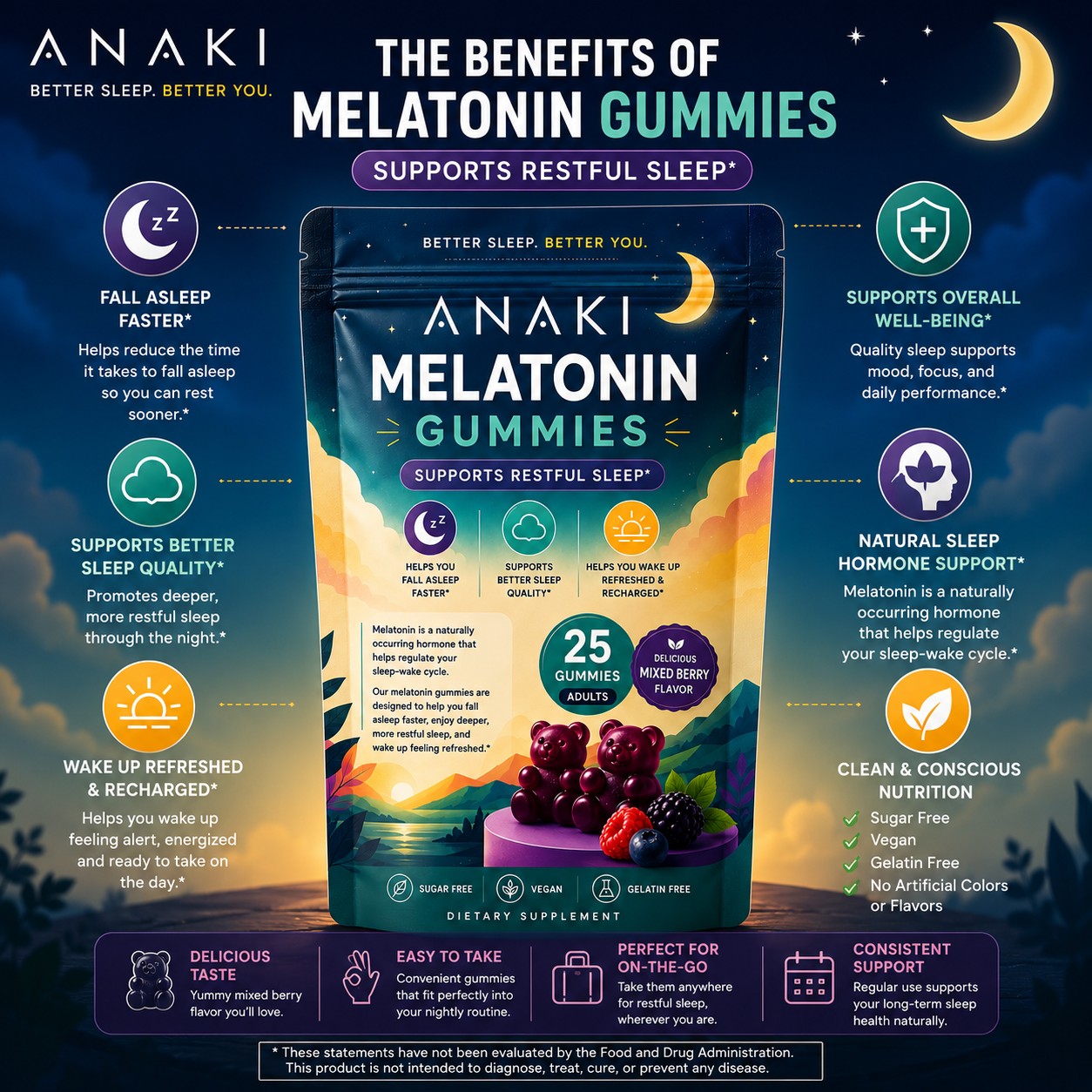 Melatonin Gummies for Sleep- Support Bettr Sleep Quality , Helps you wakeup Refresh and Recharge