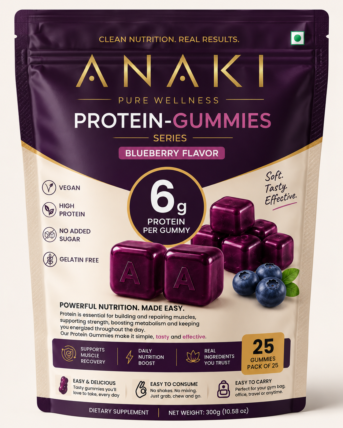 Anaki Protein Gummies - Sugar Free, 6GM Protein In Every Gummy, Daily Nutrition Boost