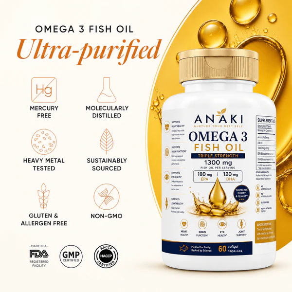 ANAKI™ Omega 3 Fish Oil Capsules - 60 Capsules