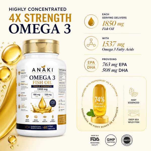 ANAKI™ Omega 3 Fish Oil Capsules - 60 Capsules